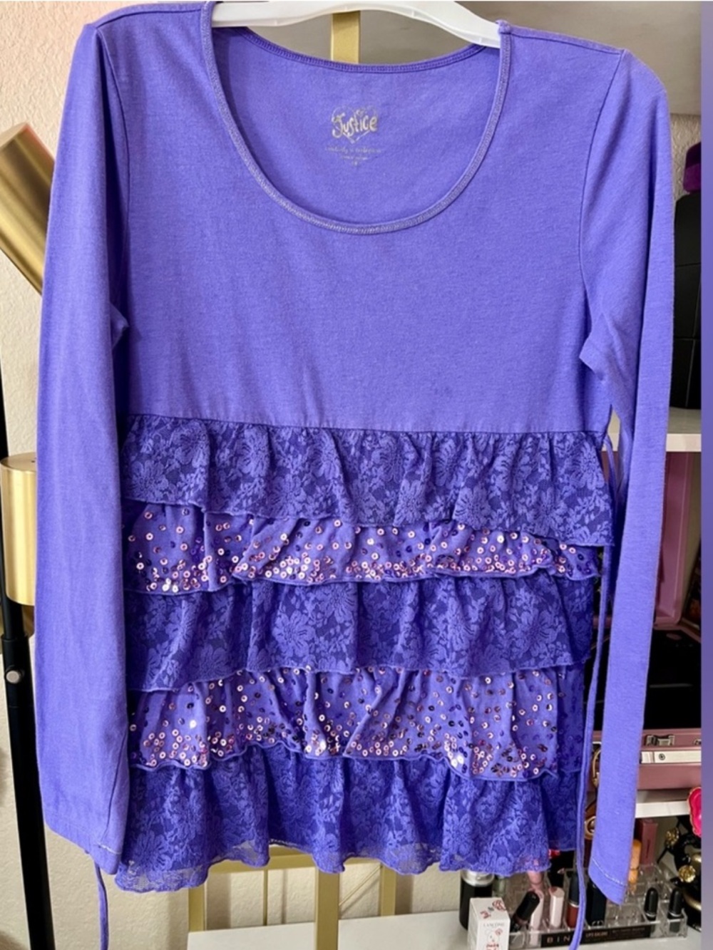 Justice Purple Sequin Ruffle Top
Girls Size 16